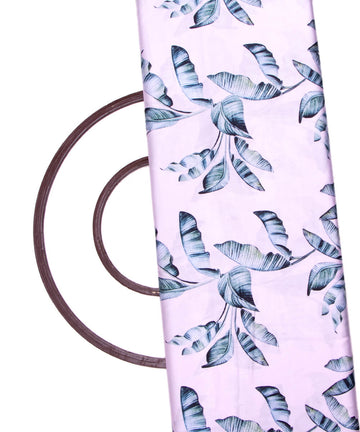 White Colour Leaf Print Satin Fabric